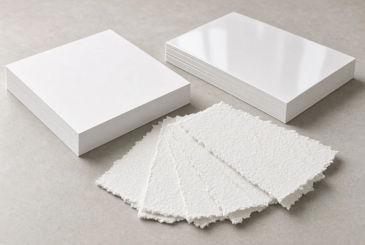 Resmas de bond, couché brillante y papel texturizado